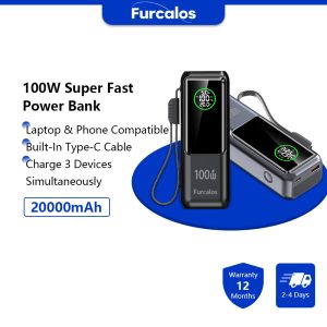 Furcalos 100W Super Fast Power Bank for iPhone/Macbook/Android/Laptop (20000mAh/100W/20W)